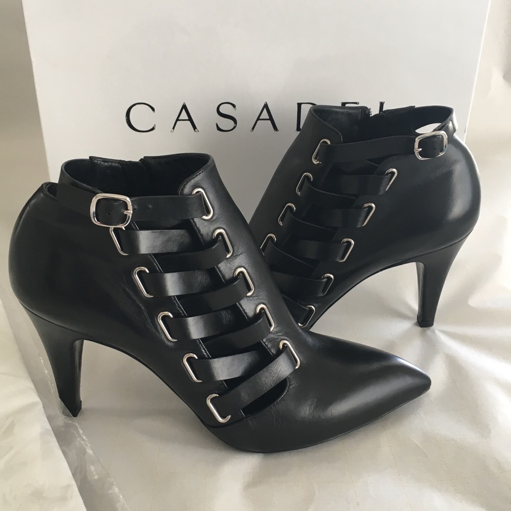 Casadei Leather Black Ankle Booties Sz 7.5 US / 38 EU - Picture 2 of 8